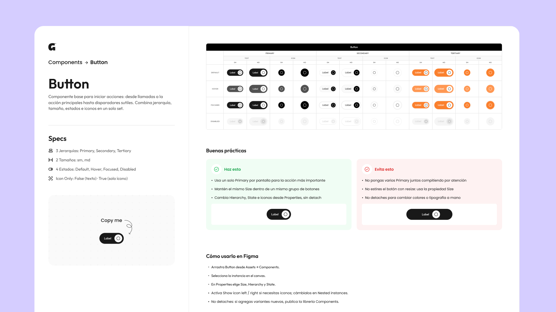 Documentación del componente Button de Good Guys